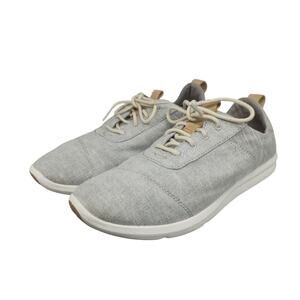 Toms Cabrillo Shoes Womens 8.5 Heather Gray White Tan Sneakers Comfy Fabric